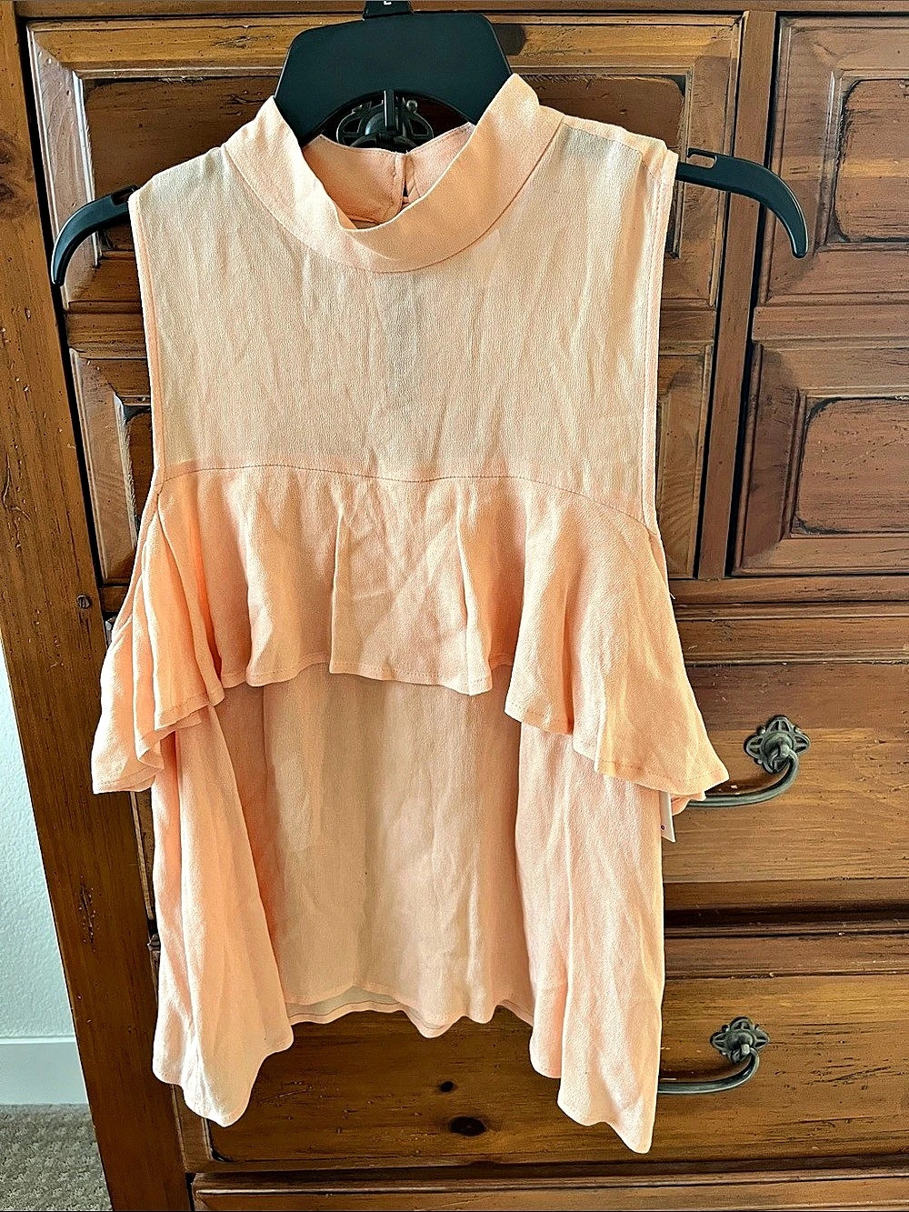 Bp Ruffle Blouse in Pink Peach Size Large NWT